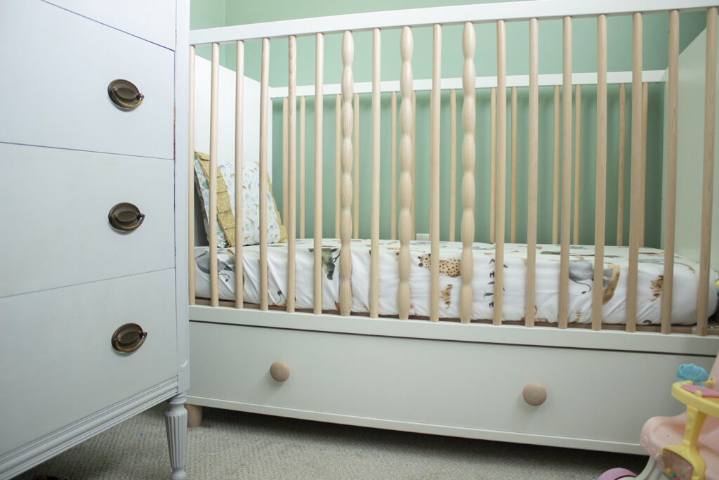 Baby Nursery Dresser next to crib