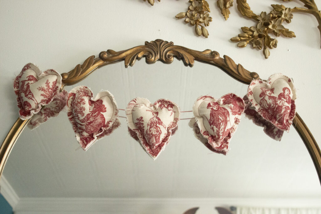 Decorate for Valentine's Day Red Toile Heart Garland