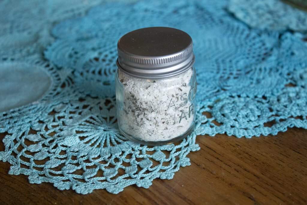 Vintage Mason Jar full of rosemary salt