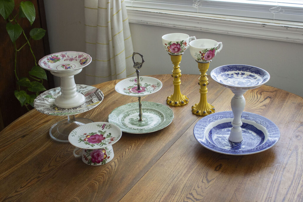 What to do with old china: collection of porcelain serving pieces