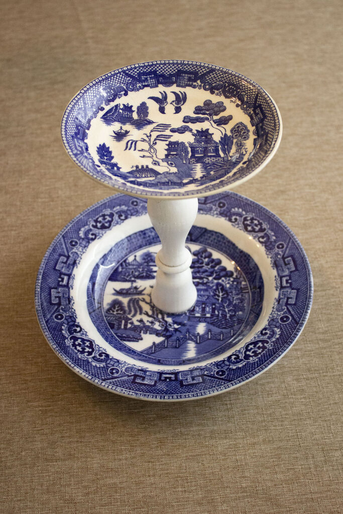 tiered blue willow tray