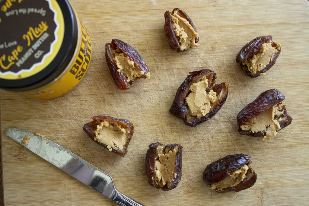 Dates filled with peanut butter