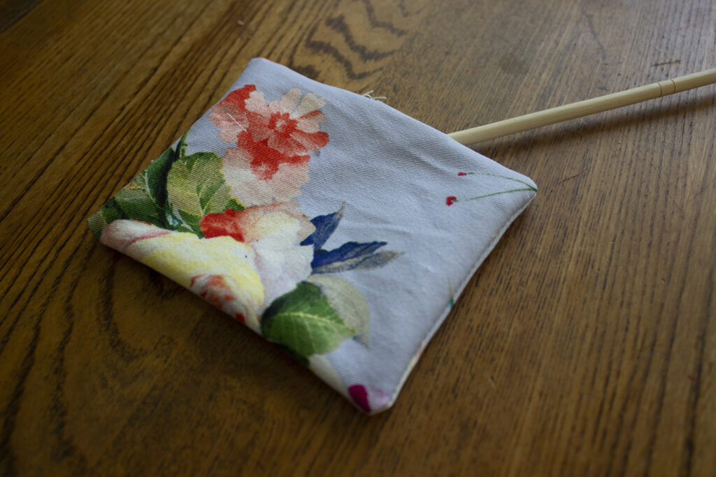 Chopstick flipping a piece of fabric right side out