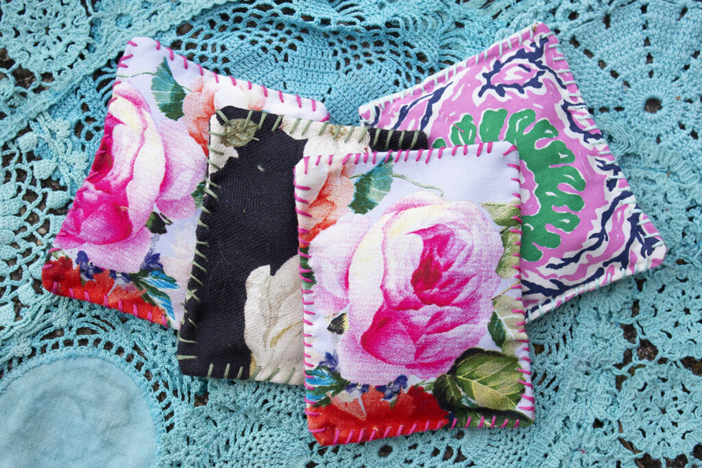 DIY Fabric Scrap Projects: Four small sachets
