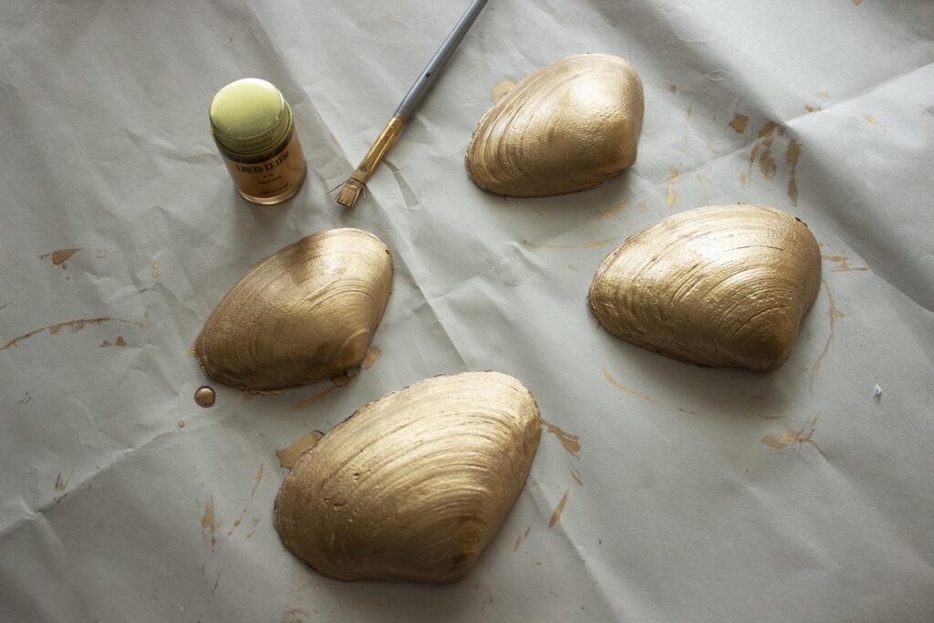 Seashells painted gold