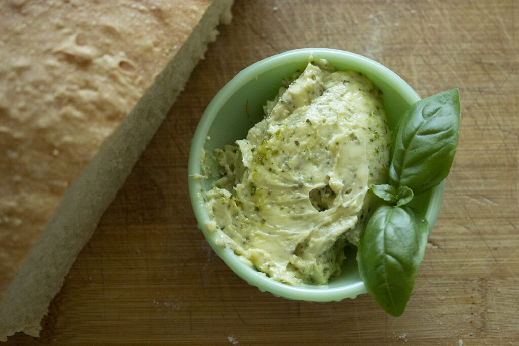 Basil Pesto Butter in Mint Green Vessel