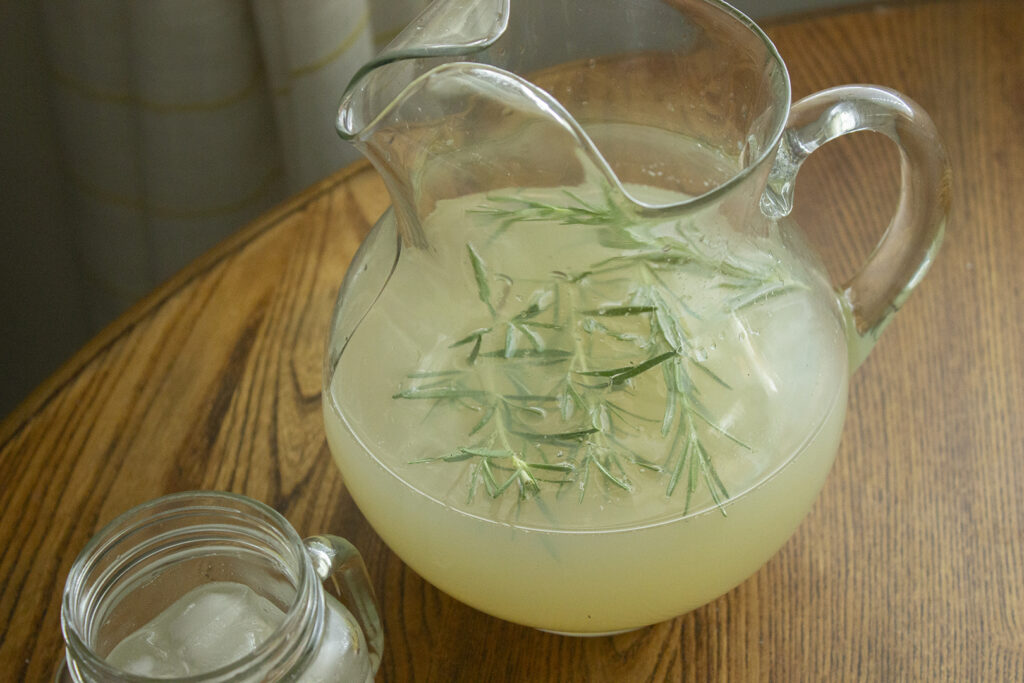 Herb Recipes: Rosemary Lemonade in pitcher