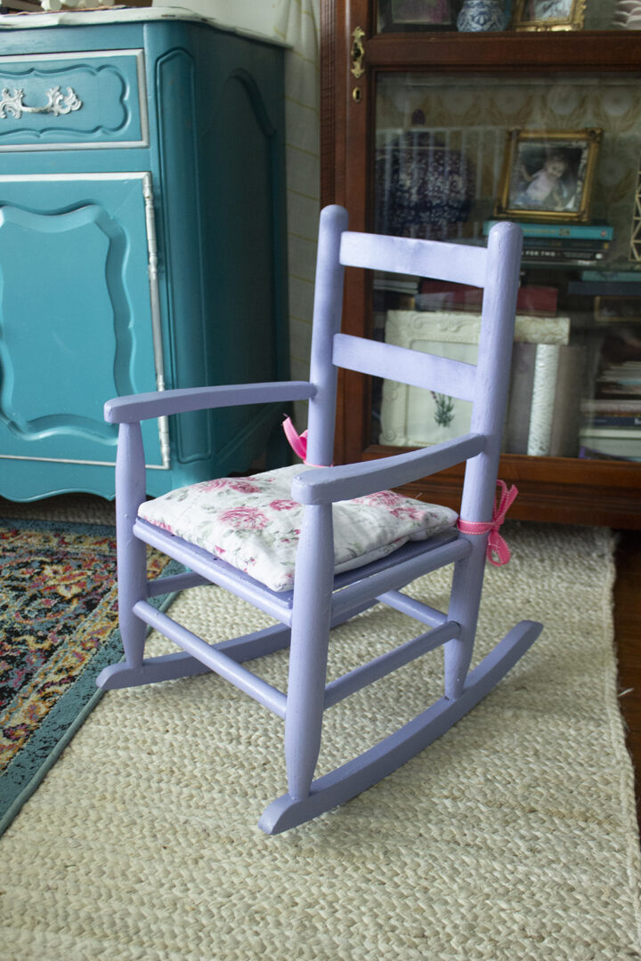 Finished project: purple child's rocking chair thrift flip