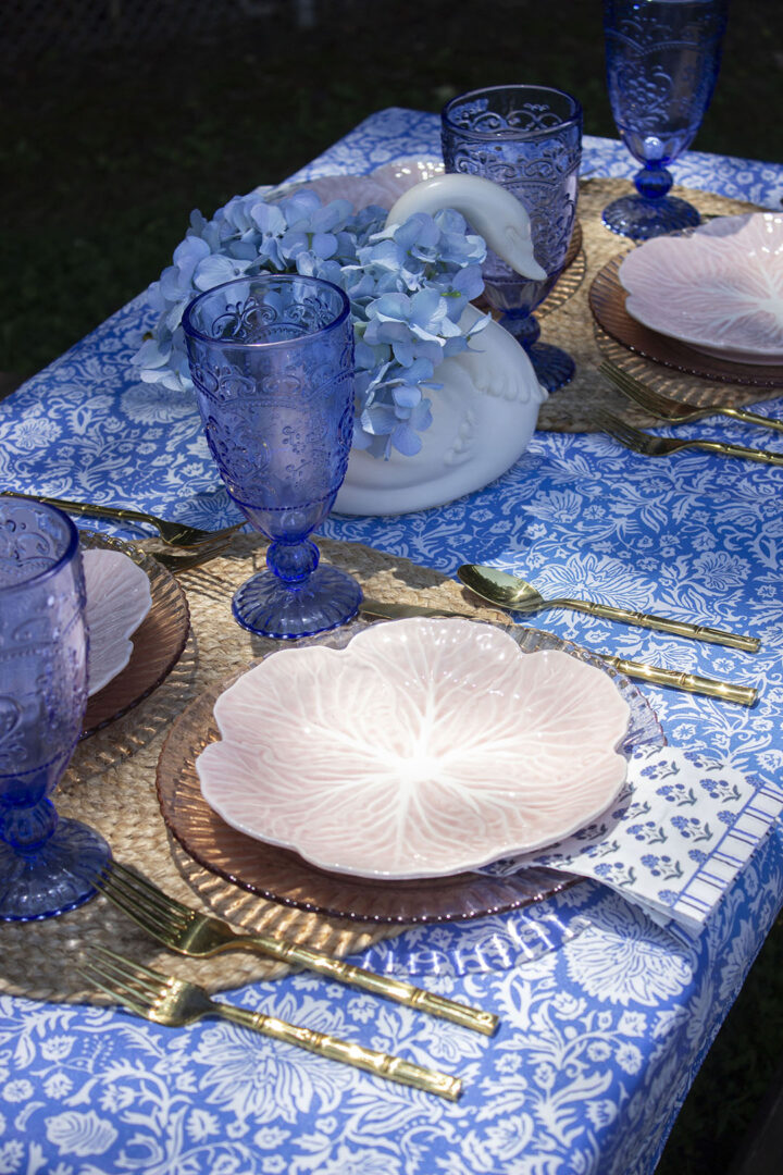 Blue and Pink Tablescape