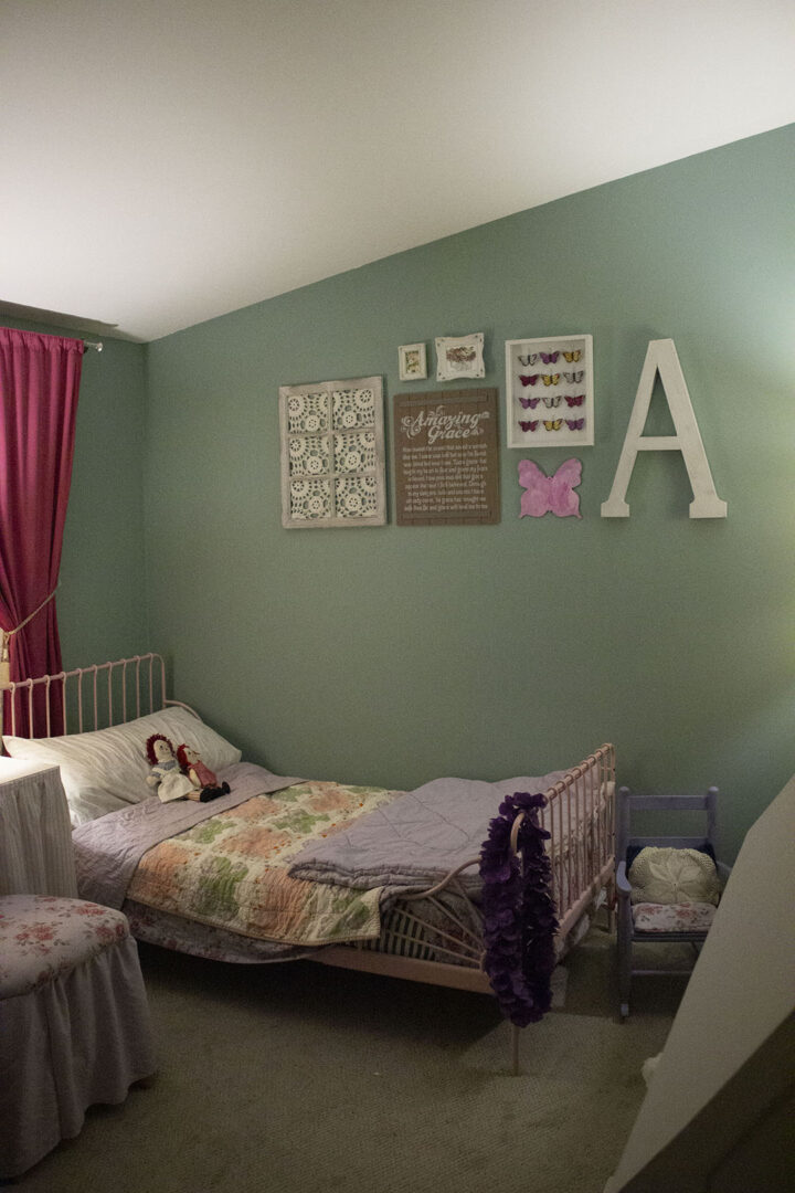 butterfly bedroom gallery wall
