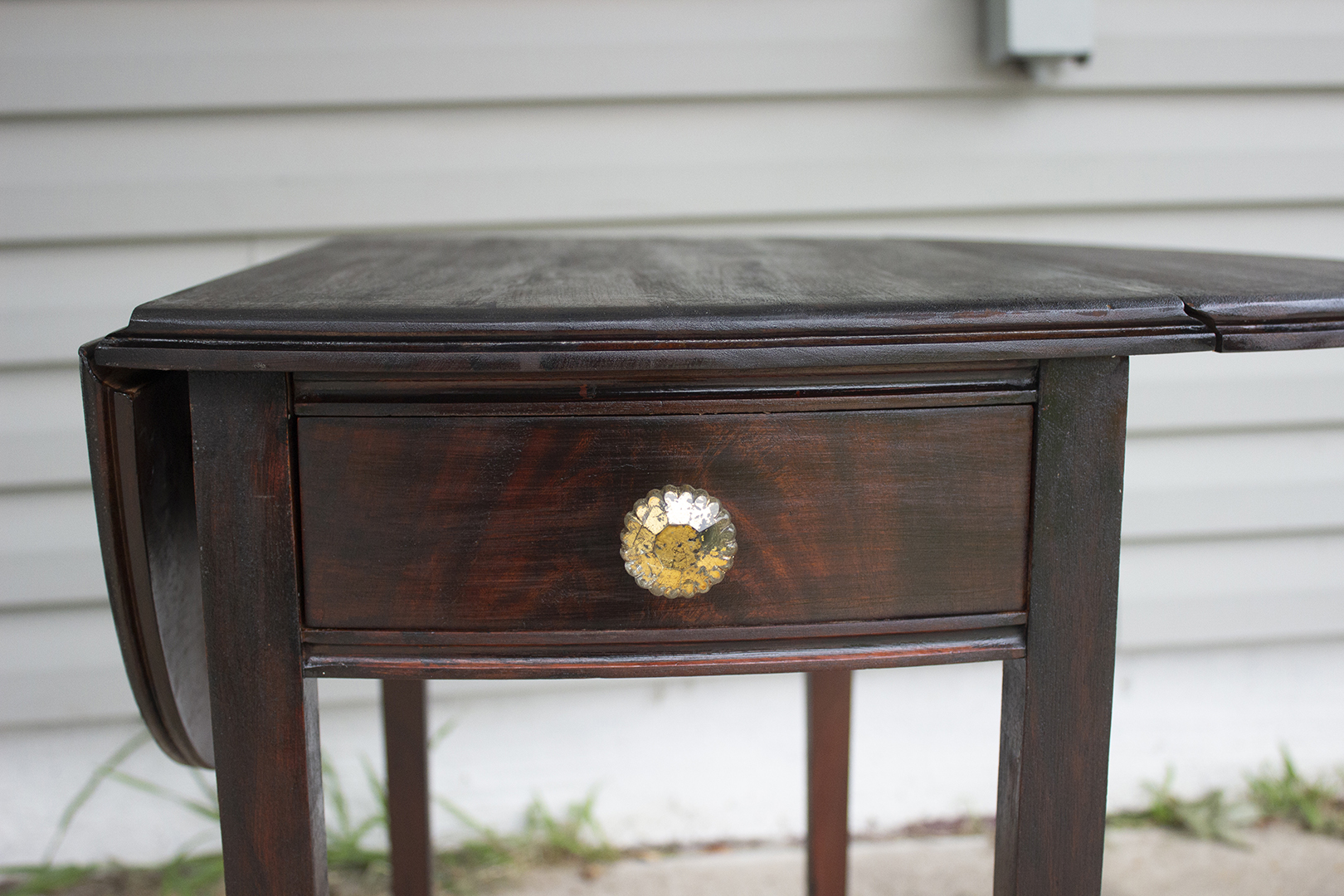 Closeup of end table makeover