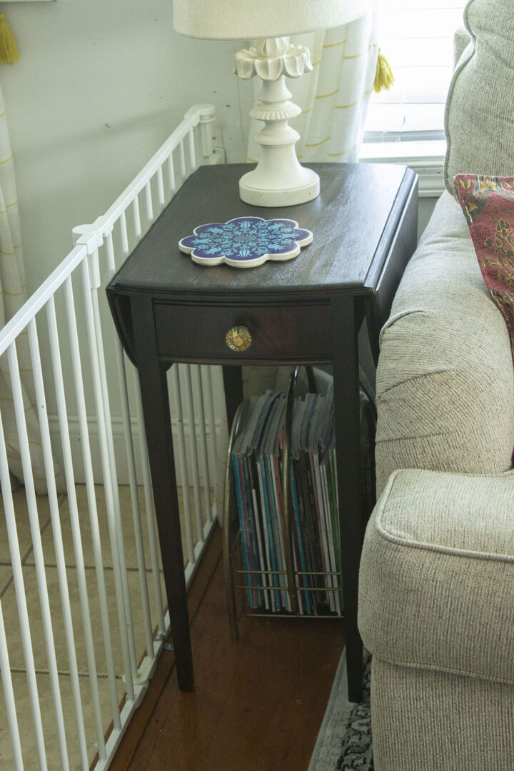 closeup of end table makeover