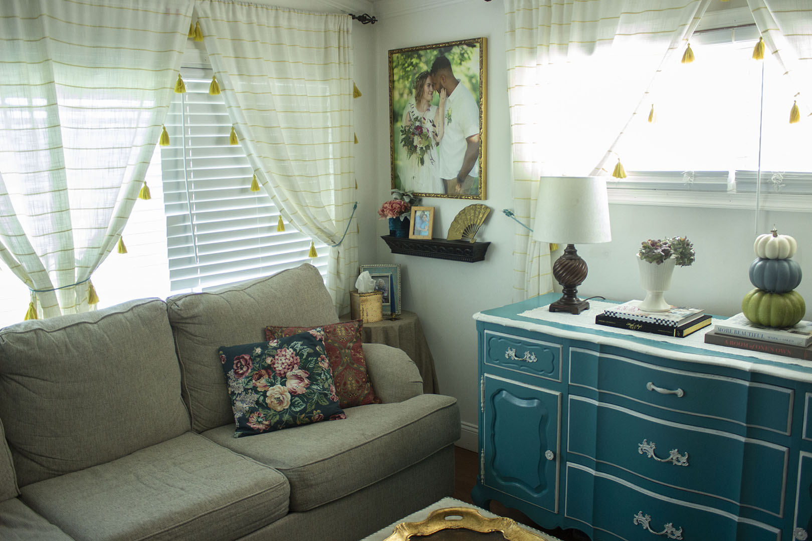 fall living room: brightly colored living room scene