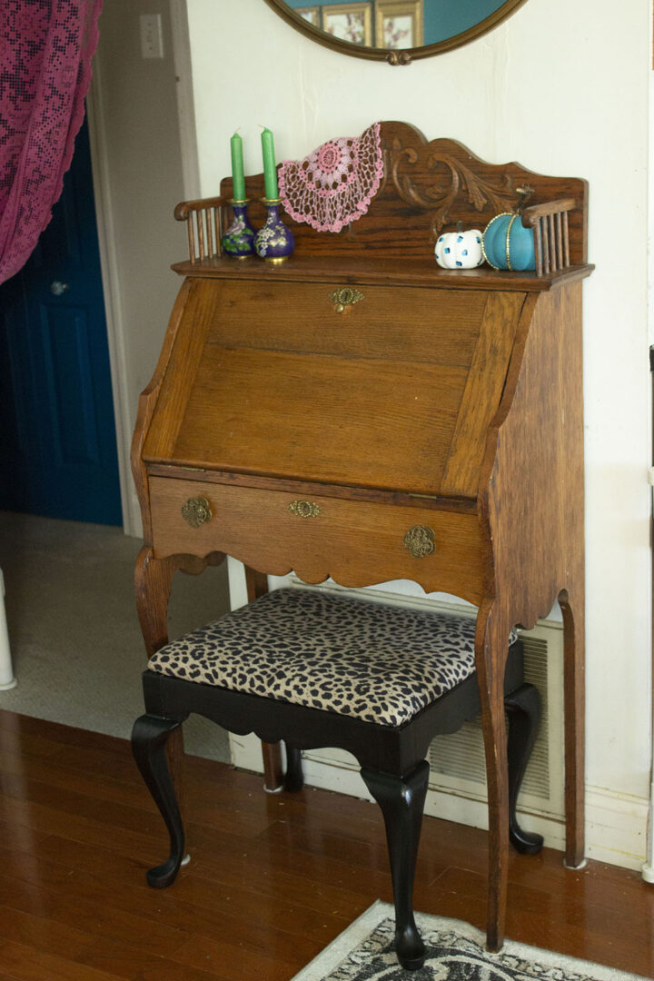 closeup of secretary desk