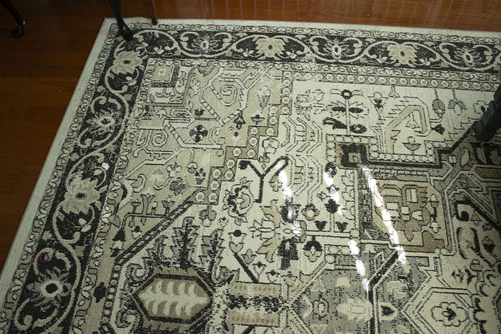 black and beige oriental rug closeup